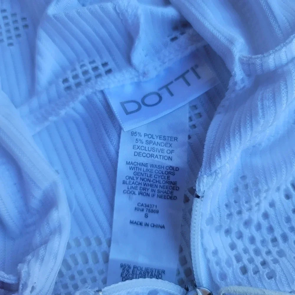 DOTTI Swim Cover Up Crochet Full Zip Up Hoodie White Lace $56  Sz Small S - Picture 11 of 12